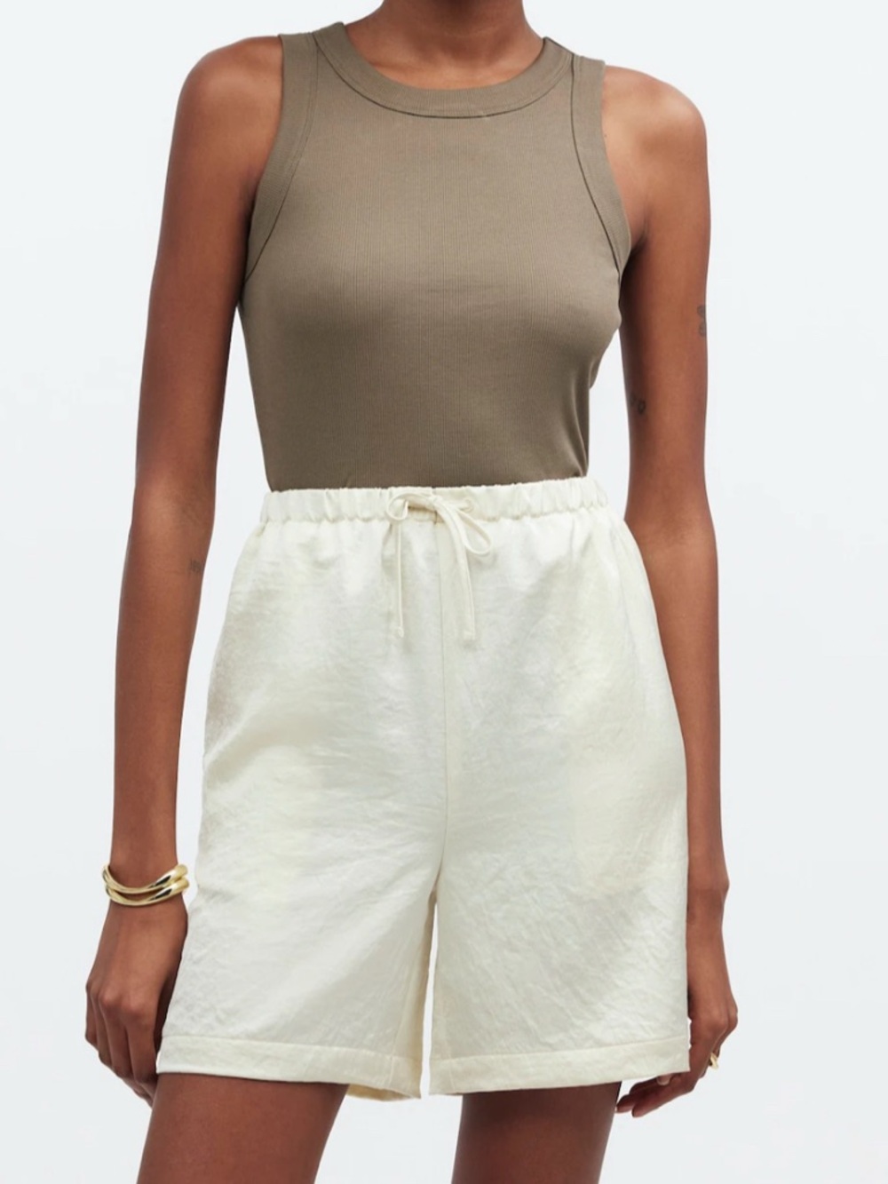 Madewell Drawstring pull on shorts in satin NWT